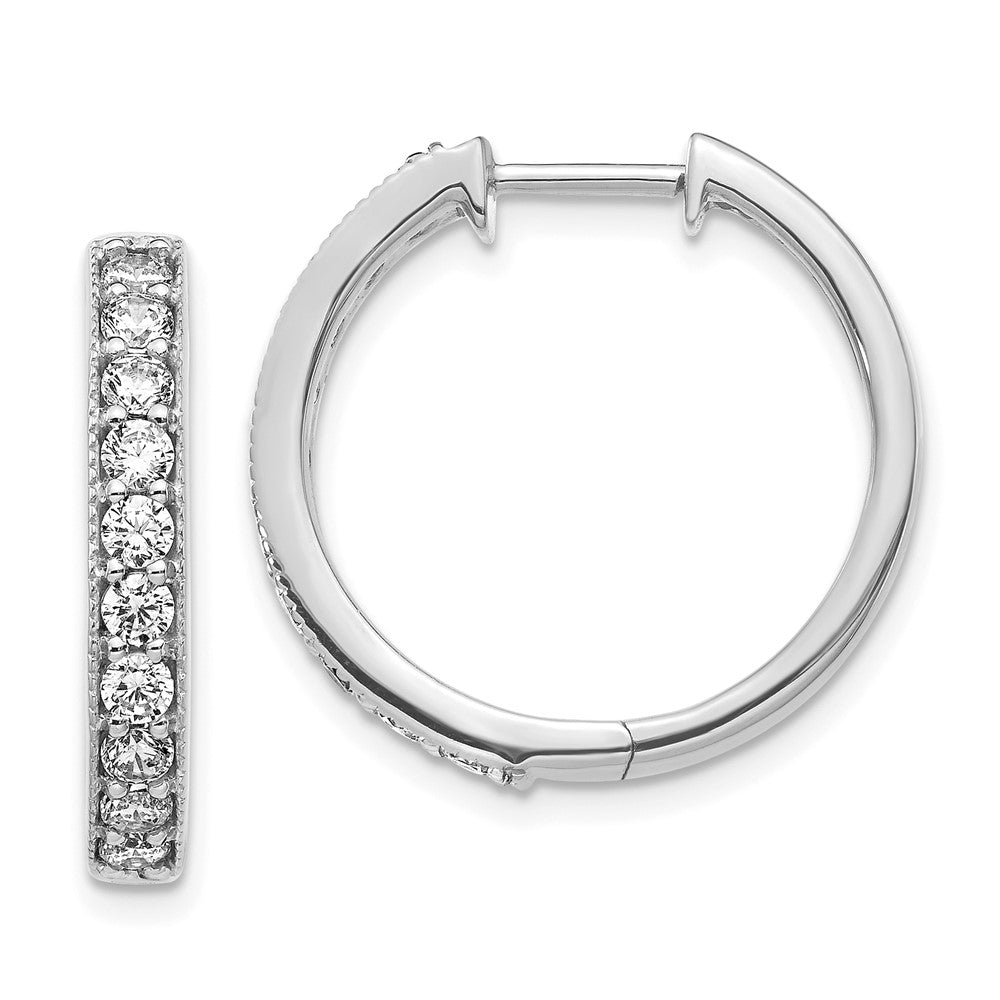 White Gold Diamond Milgrain Hinged Hoop Earrings - Model EM4275-100-WA - Charlie & Co. Jewelry