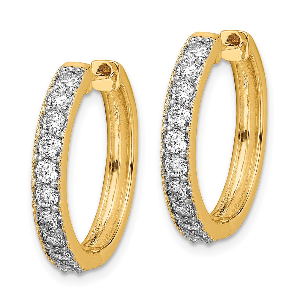 Gold Diamond Milgrain Hinged Hoop Earrings - Model EM4275-100-YA - Charlie & Co. Jewelry