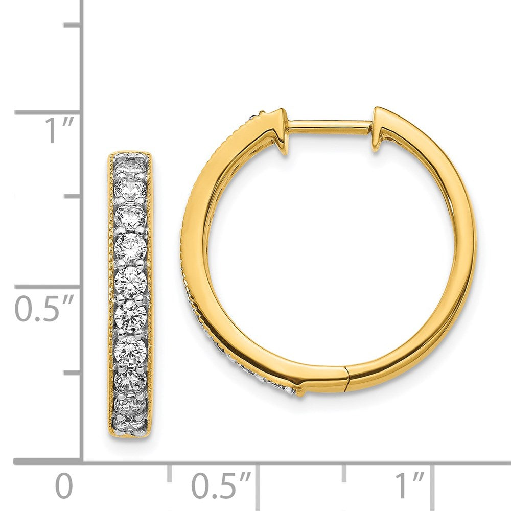 Gold Diamond Milgrain Hinged Hoop Earrings - Model EM4275-100-YA - Charlie & Co. Jewelry