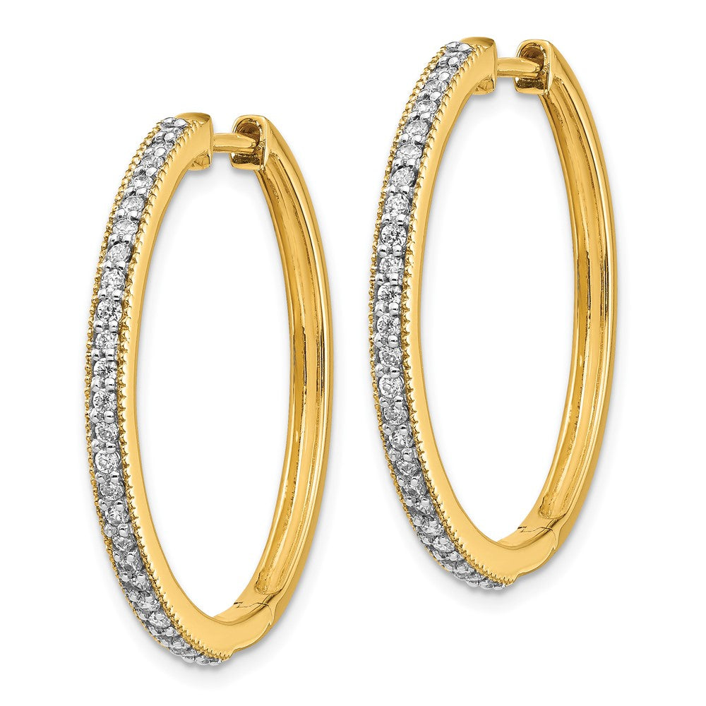 Gold Diamond Milgrain Hinged Hoop Earrings - Model EM4280-055-YA - Charlie & Co. Jewelry