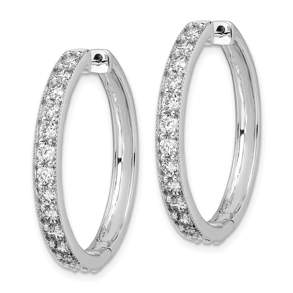 White Gold Diamond Milgrain Hinged Hoop Earrings - Model EM4284-200-WA - Charlie & Co. Jewelry