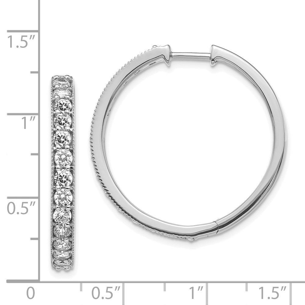 White Gold Diamond Milgrain Hinged Hoop Earrings - Model EM4284-200-WA - Charlie & Co. Jewelry