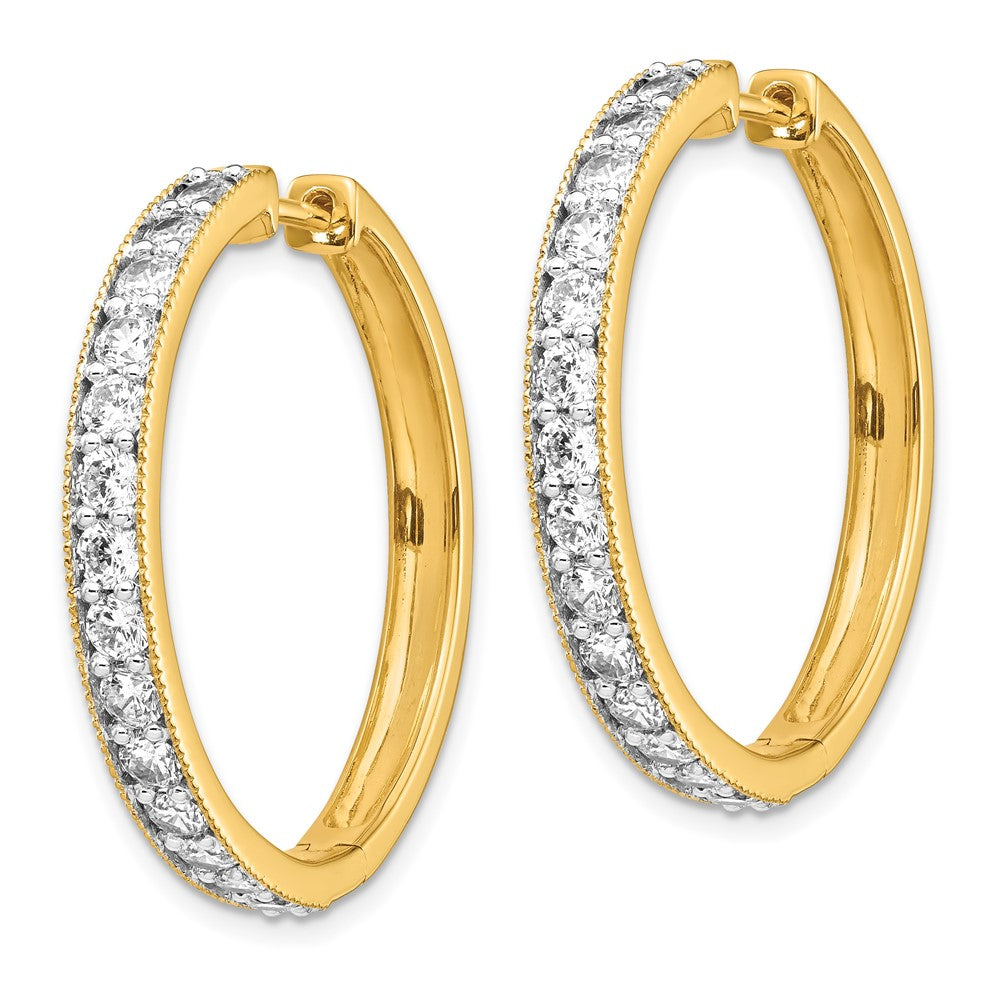 Gold Diamond Milgrain Hinged Hoop Earrings - Model EM4284-200-YA - Charlie & Co. Jewelry