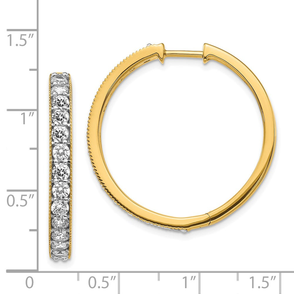 Gold Diamond Milgrain Hinged Hoop Earrings - Model EM4284-200-YA - Charlie & Co. Jewelry