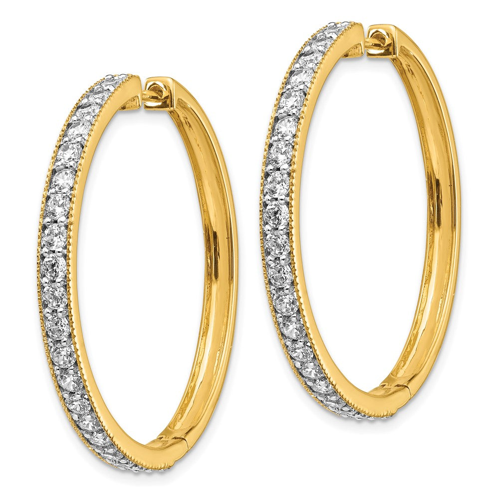 Gold Diamond Milgrain Hinged Hoop Earrings - Model EM4286-200-YA - Charlie & Co. Jewelry