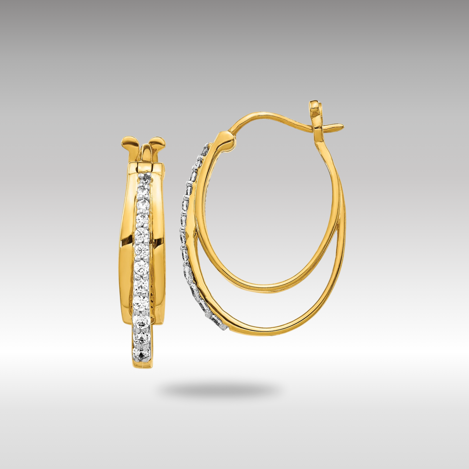 Gold Diamond Hoop Earrings - Model EM4343-025-YA - Charlie & Co. Jewelry