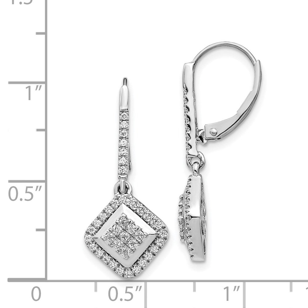 White Gold Diamond Cluster Leverback Earrings - Model EM4369-050-WA - Charlie & Co. Jewelry