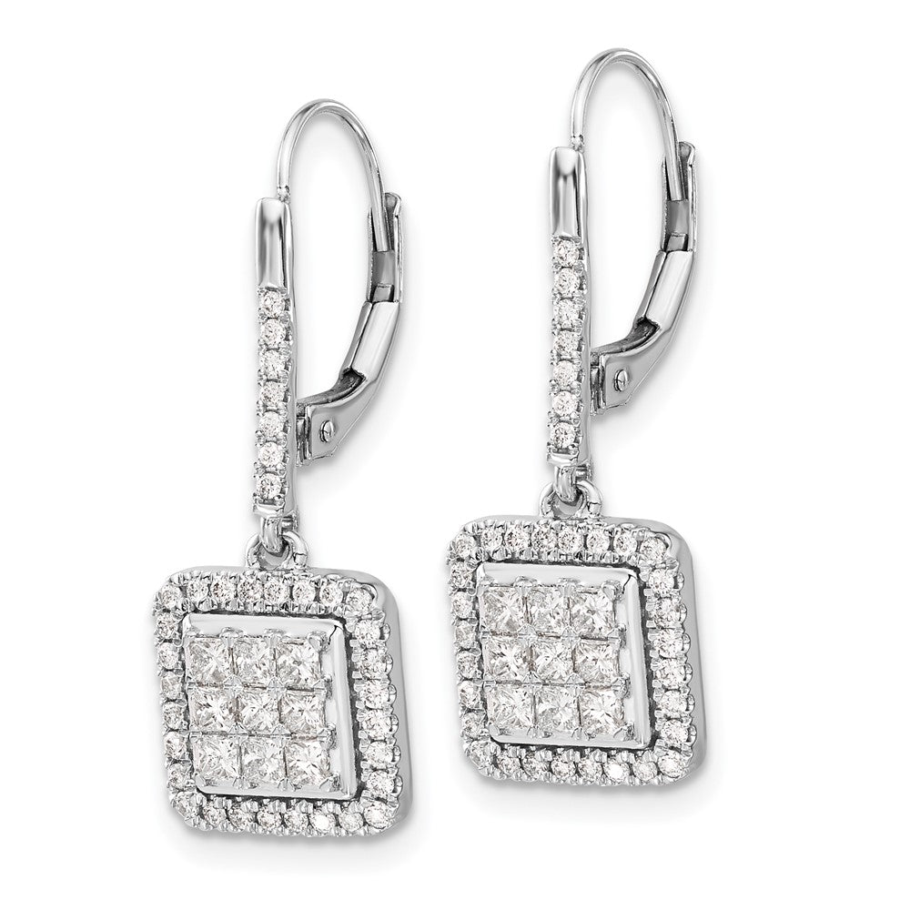 White Gold Diamond Cluster Leverback Earrings - Model EM4371-100-WA - Charlie & Co. Jewelry