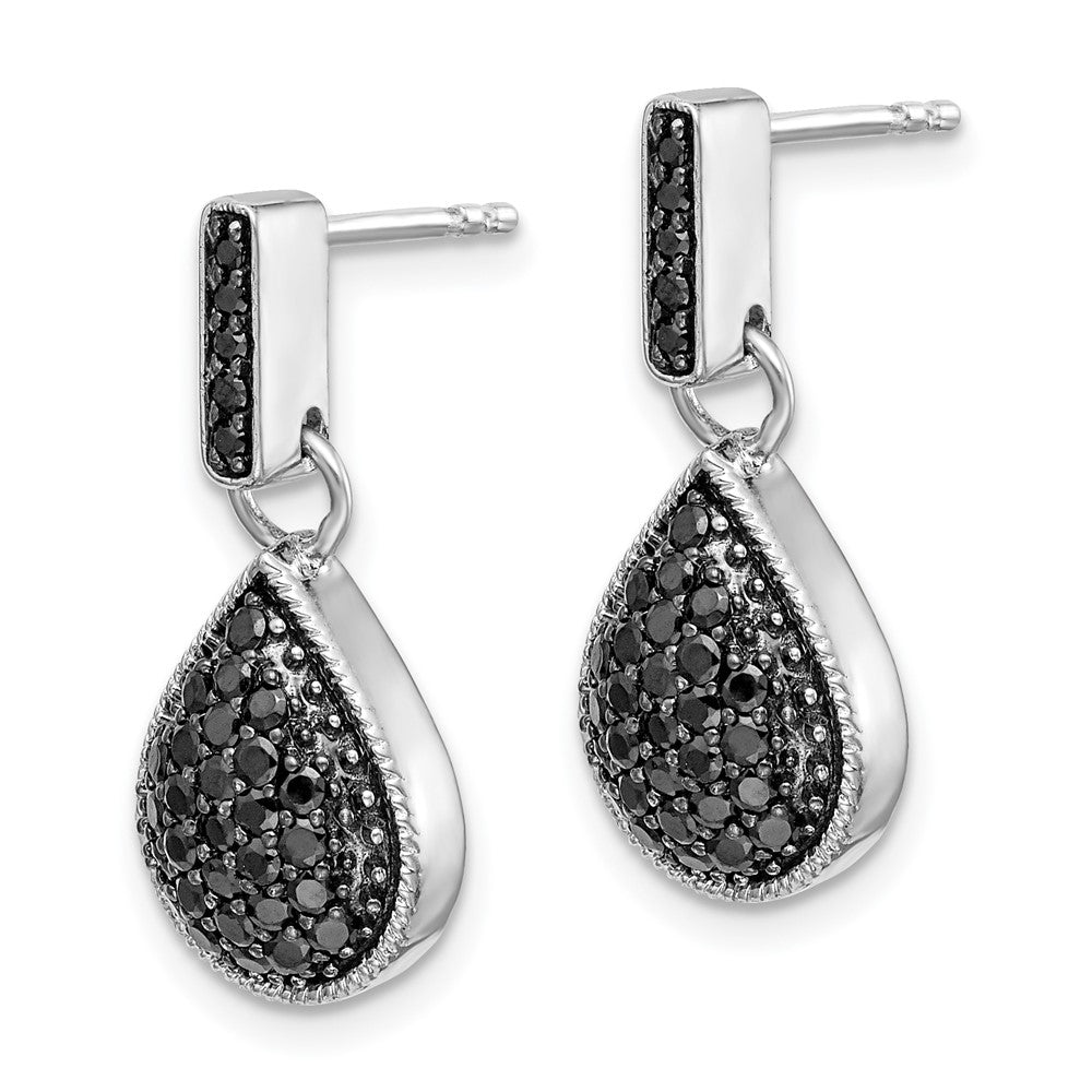 White Gold Diamond Black Teardrop Dangle Post Earrings - Model EM4771-BK-050-WA - Charlie & Co. Jewelry