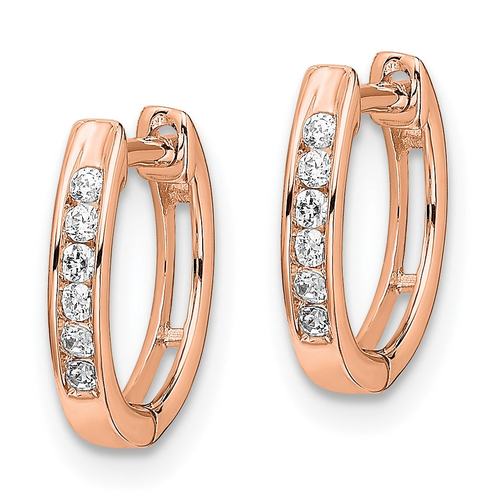 Rose Gold Polished Diamond Hinged Hoop Earrings - Model EM5349-013-RA - Charlie & Co. Jewelry