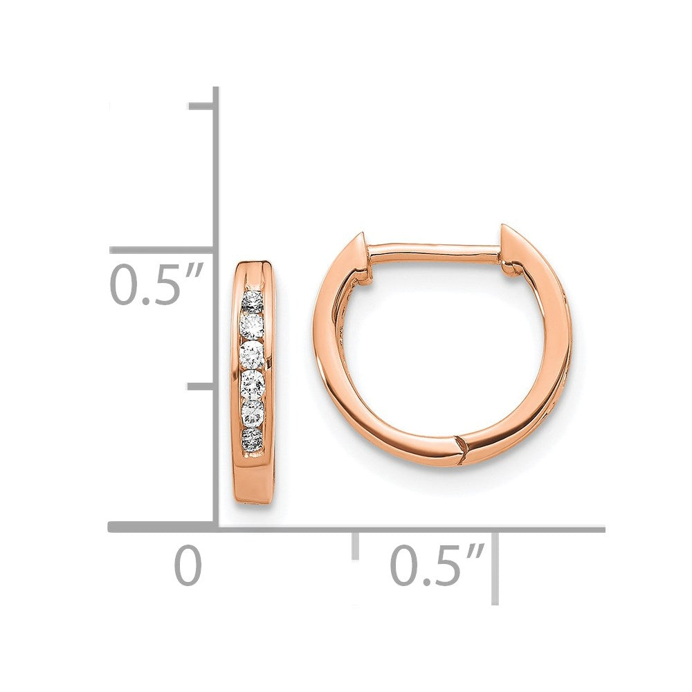 Rose Gold Polished Diamond Hinged Hoop Earrings - Model EM5349-013-RA - Charlie & Co. Jewelry