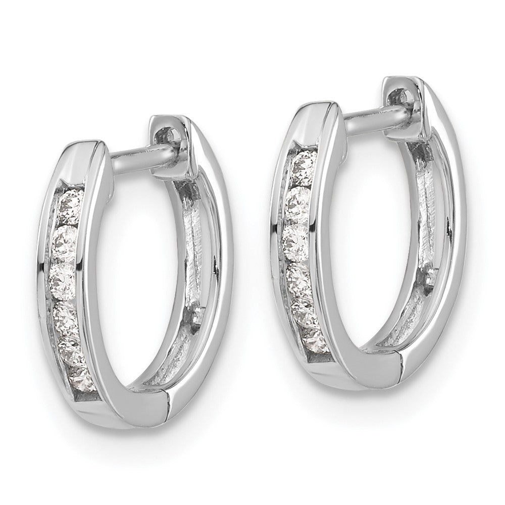 White Gold Polished Diamond Hinged Hoop Earrings - Model EM5349-013-WA - Charlie & Co. Jewelry