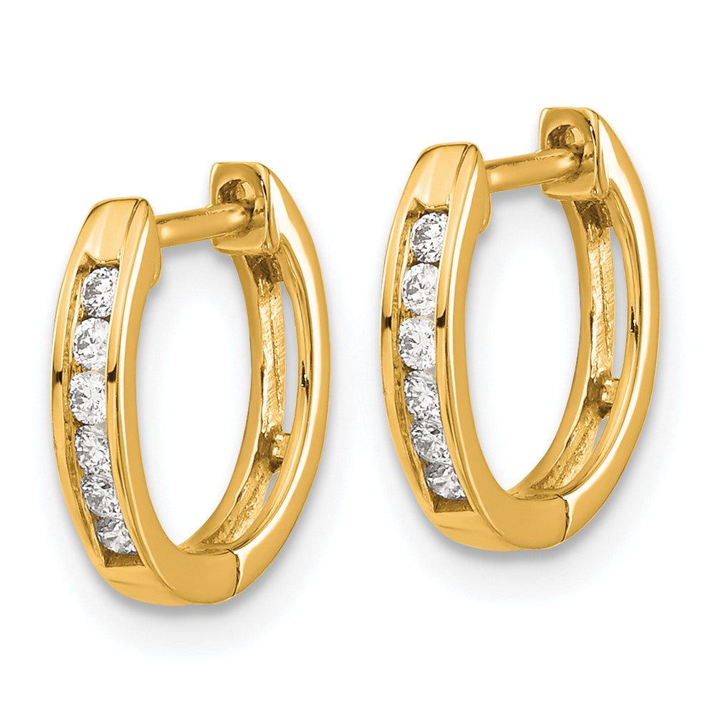 Gold Polished Diamond Hinged Hoop Earrings - Model EM5349-013-YA - Charlie & Co. Jewelry