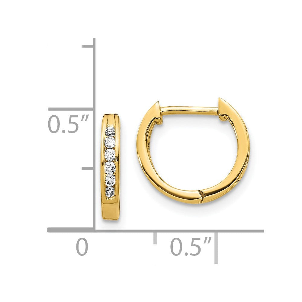 Gold Polished Diamond Hinged Hoop Earrings - Model EM5349-013-YA - Charlie & Co. Jewelry