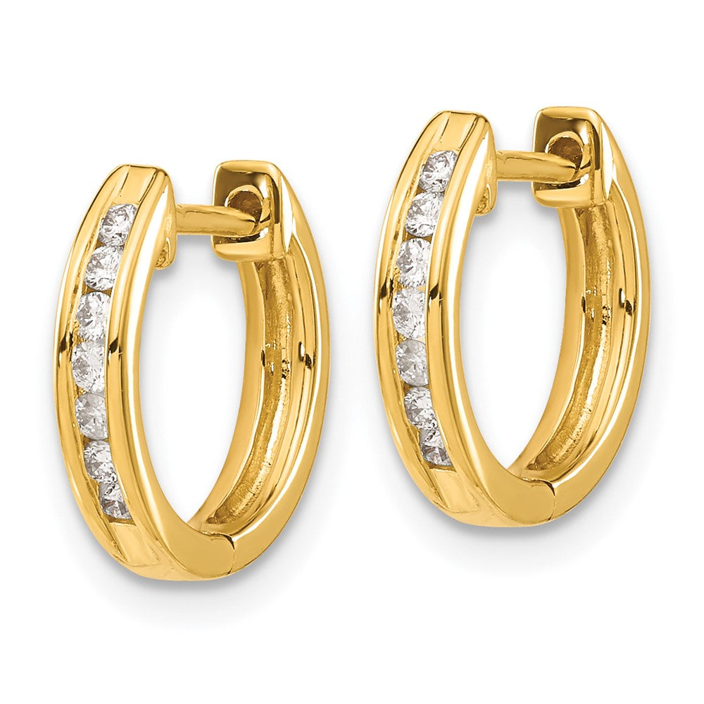 Gold Diamond Hinged Hoop Earrings - Model EM5351-020-YA - Charlie & Co. Jewelry