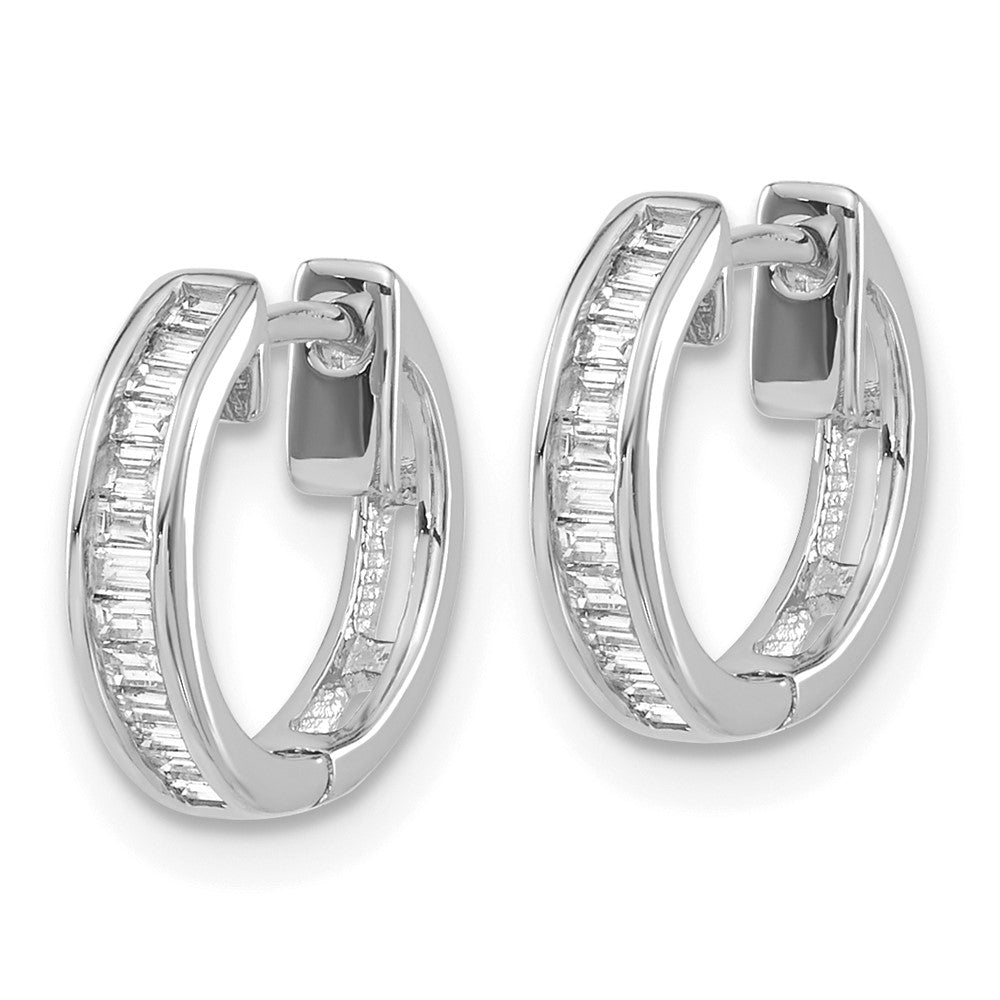 White Gold Baguette Diamond Hinged Hoop Earrings - Model EM5356-025-WA - Charlie & Co. Jewelry