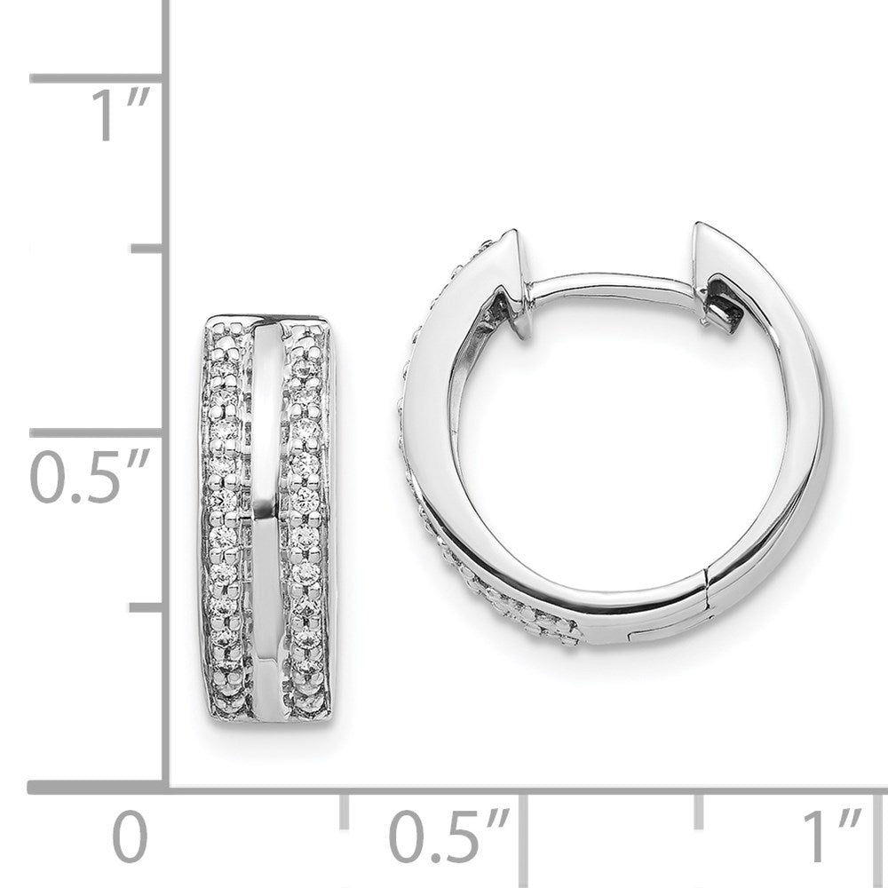 White Gold 2-row Diamond Hinged Hoop Earrings - Model EM5357-020-WA - Charlie & Co. Jewelry