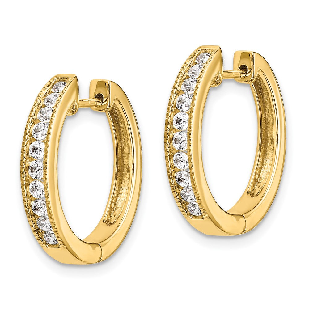 Gold Diamond Hinged Hoop Earrings - Model EM5366-100-YA - Charlie & Co. Jewelry