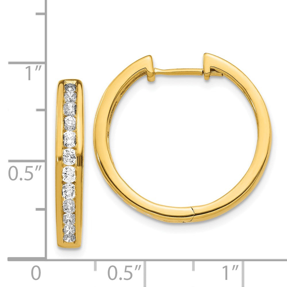 Gold Diamond Hinged Hoop Earrings - Model EM5366-100-YA - Charlie & Co. Jewelry