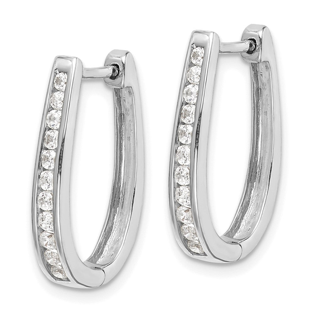 White Gold Diamond Oval Hinged Hoop Earrings - Model EM5369-050-WA - Charlie & Co. Jewelry