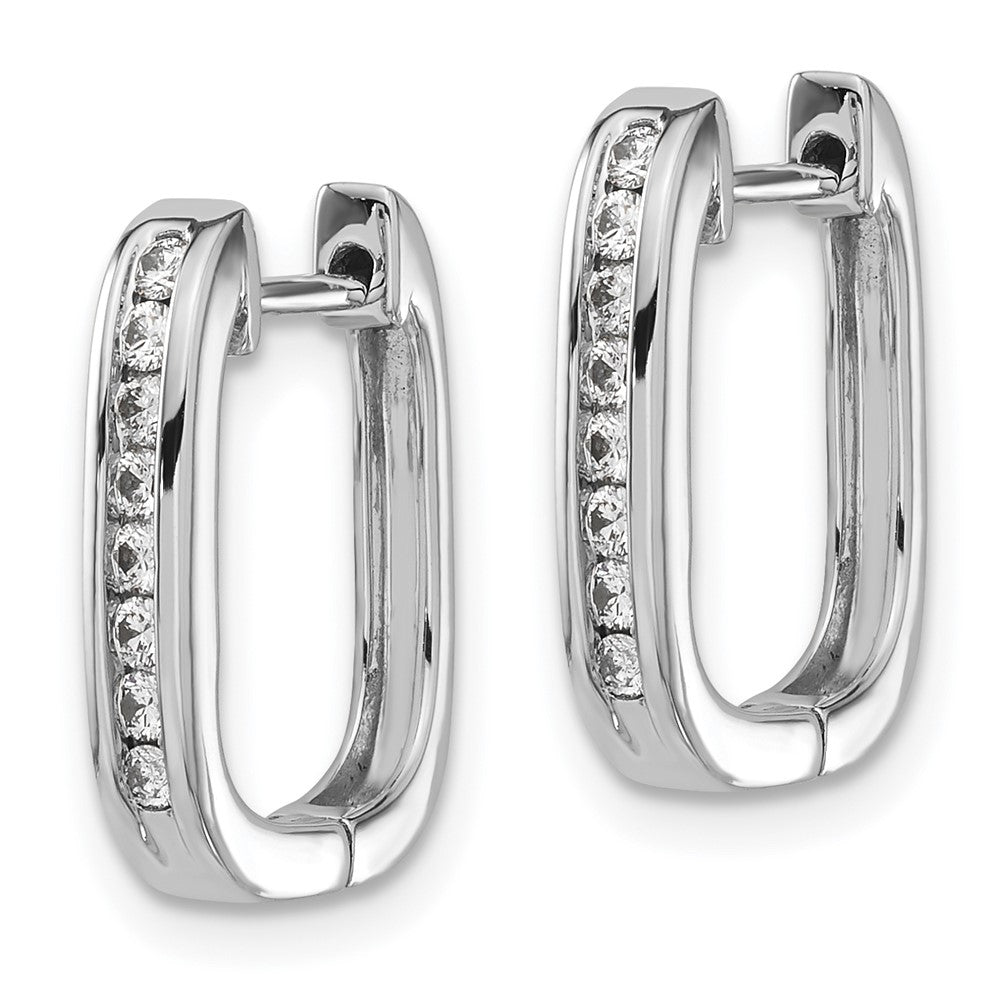 White Gold Diamond Complete Hinged Hoop Earrings - Model EM5373-025-WA - Charlie & Co. Jewelry