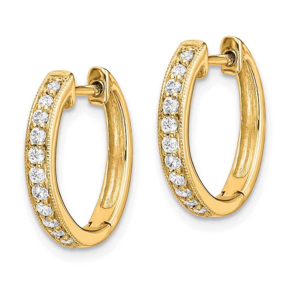 Gold Diamond Hinged Hoop Earrings - Model EM5374-013-YA - Charlie & Co. Jewelry