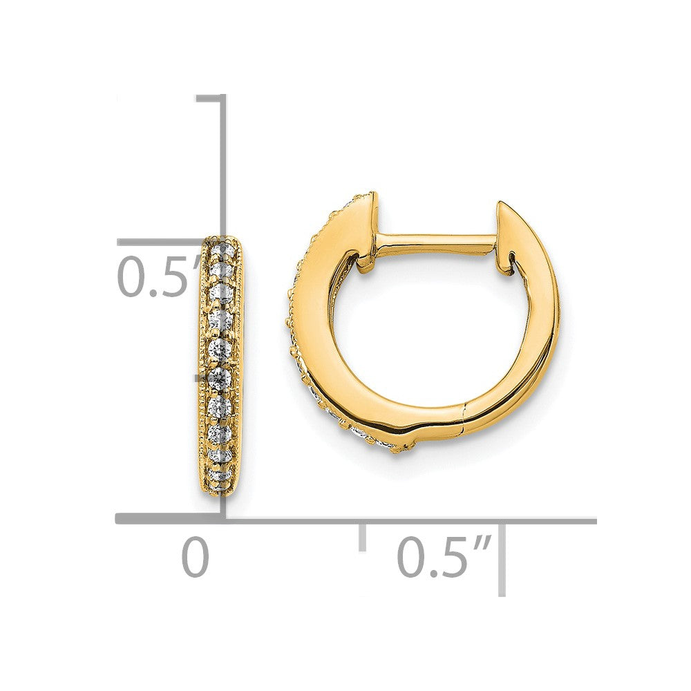 Gold Diamond Hinged Hoop Earrings - Model EM5374-013-YA - Charlie & Co. Jewelry