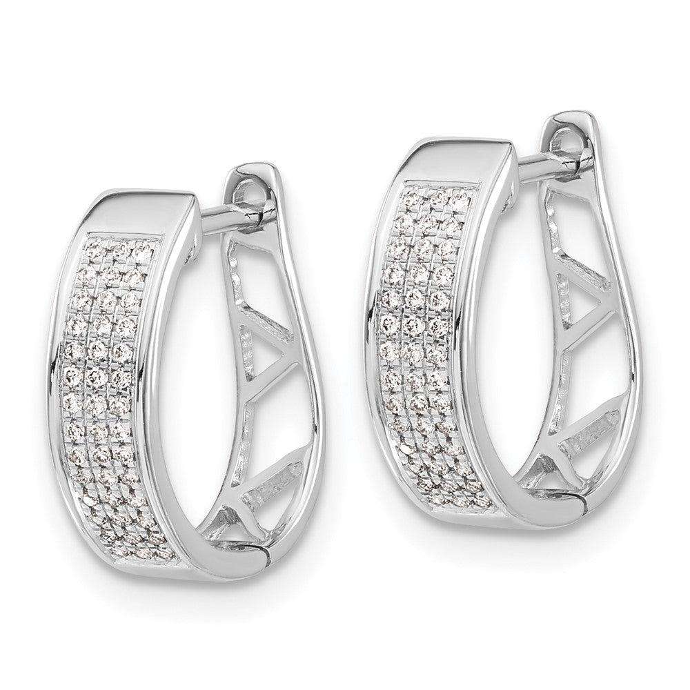 White Gold Diamond Hinged Oval Hoop Earrings - Model EM5379-020-WA - Charlie & Co. Jewelry