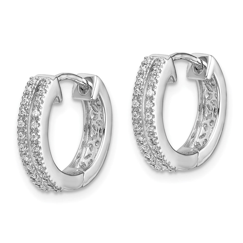 White Gold Diamond Hinged Round Hoop Earrings - Model EM5381-016-WA - Charlie & Co. Jewelry