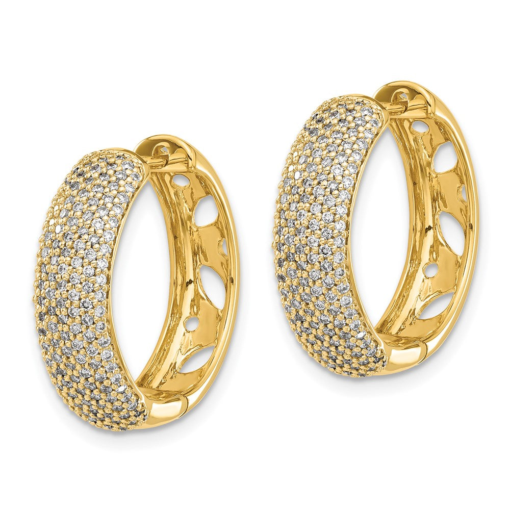 Gold Diamond Hinged Hoop Earrings - Model EM5382-100-YA - Charlie & Co. Jewelry