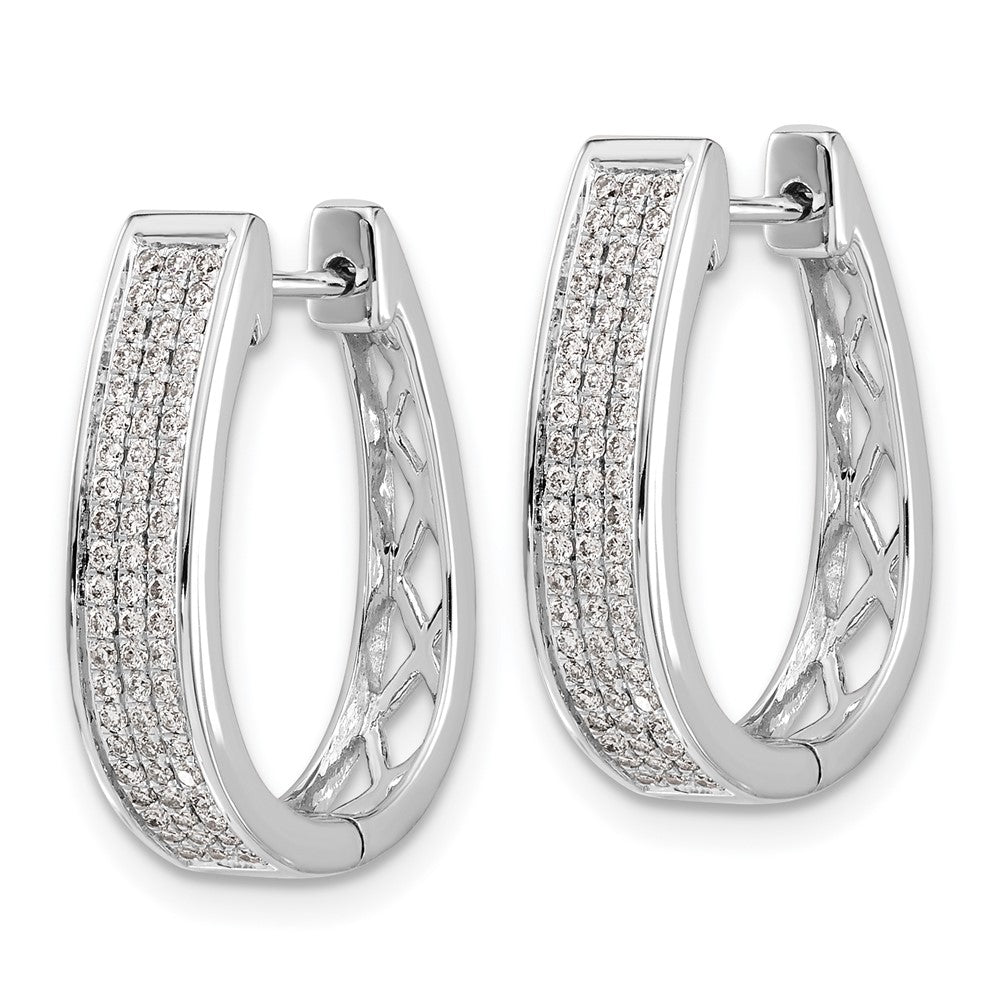 White Gold Diamond Large Hinged Oval Hoop Earrings - Model EM5383-040-WA - Charlie & Co. Jewelry