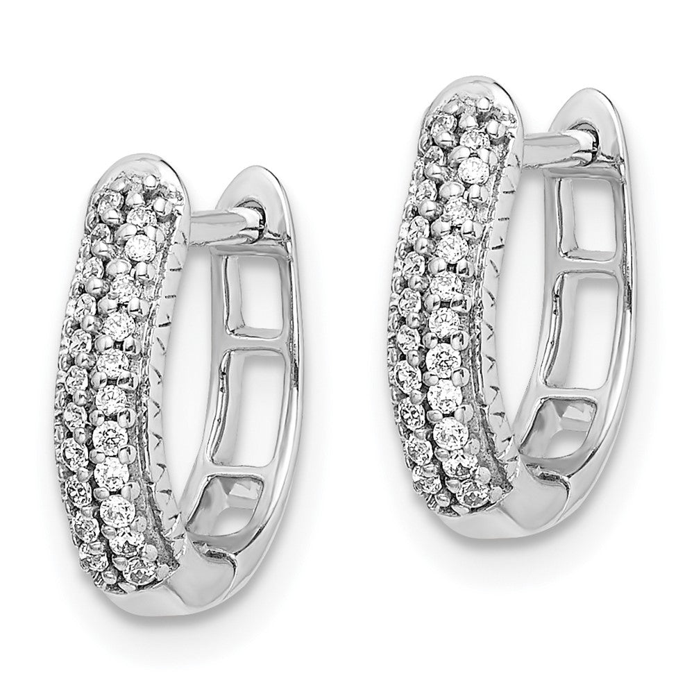 White Gold Polished Diamond Hinged Hoop Earrings - Model EM5385-016-WA - Charlie & Co. Jewelry