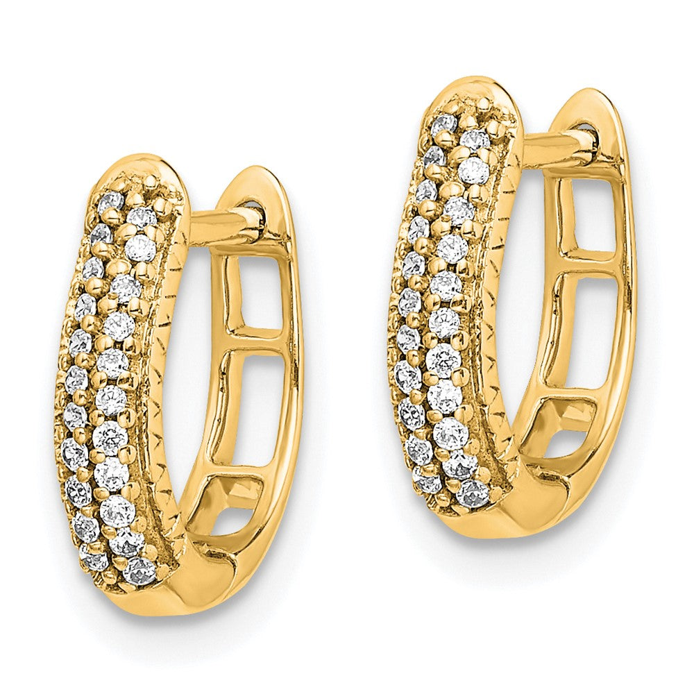 Gold Polished Diamond Hinged Hoop Earrings - Model EM5385-016-YA - Charlie & Co. Jewelry