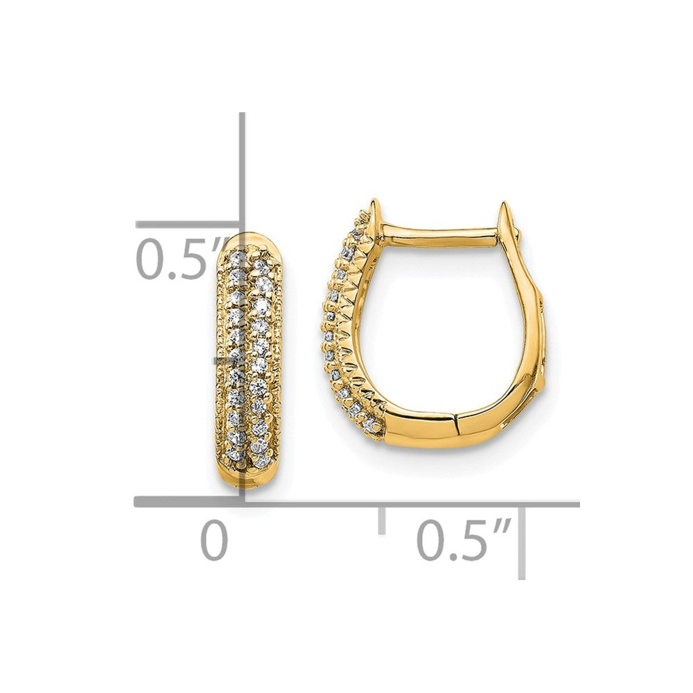 Gold Polished Diamond Hinged Hoop Earrings - Model EM5385-016-YA - Charlie & Co. Jewelry