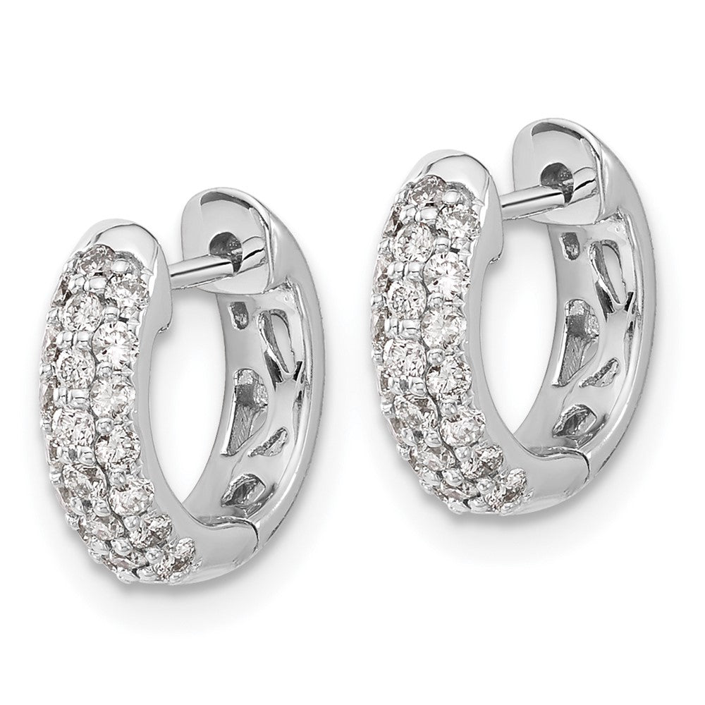 White Gold Diamond Hinged Hoop Earrings - Model EM5386-050-WA - Charlie & Co. Jewelry