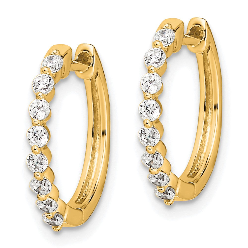 Gold Diamond Hinged Hoop Earrings - Model EM5395-033-YA - Charlie & Co. Jewelry