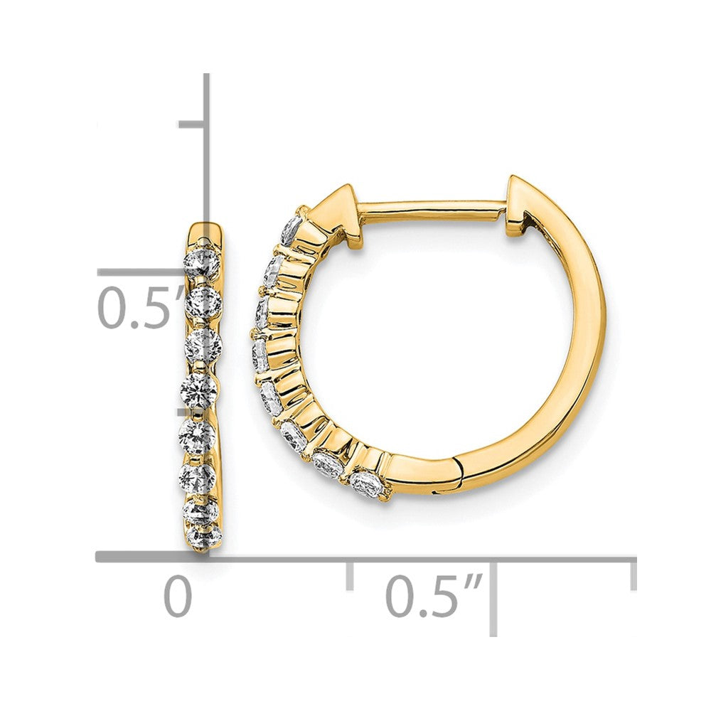 Gold Diamond Hinged Hoop Earrings - Model EM5395-033-YA - Charlie & Co. Jewelry