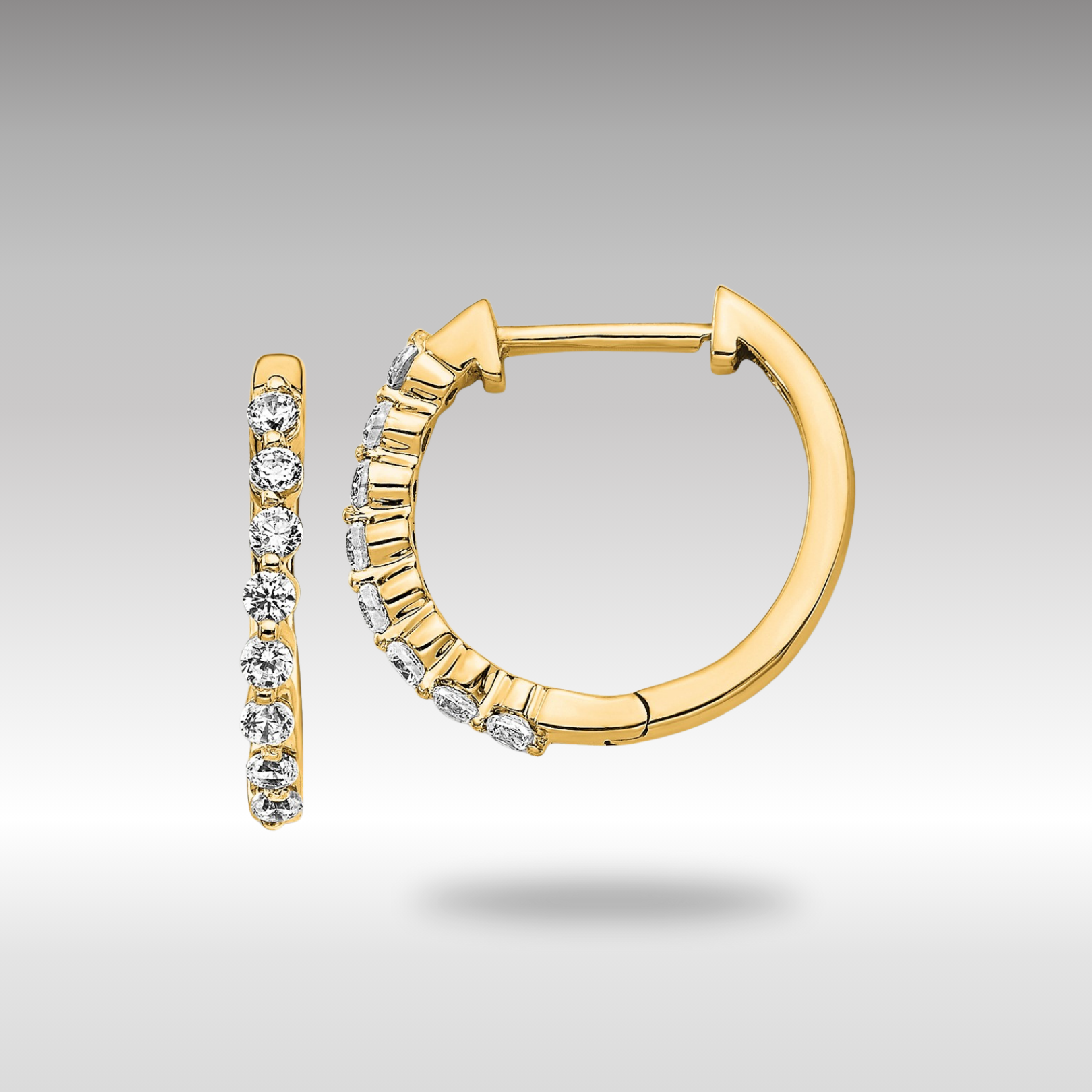 Gold Lab Grown Diamond VS/SI FGH Hinged Hoop Earrings - Model EM5395-033-YLG - Charlie & Co. Jewelry