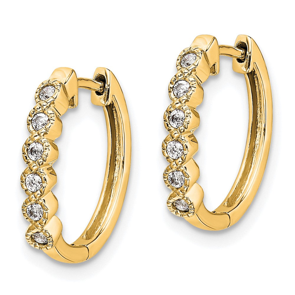 Gold Diamond Hinged Hoop Earrings - Model EM5396-013-YA - Charlie & Co. Jewelry