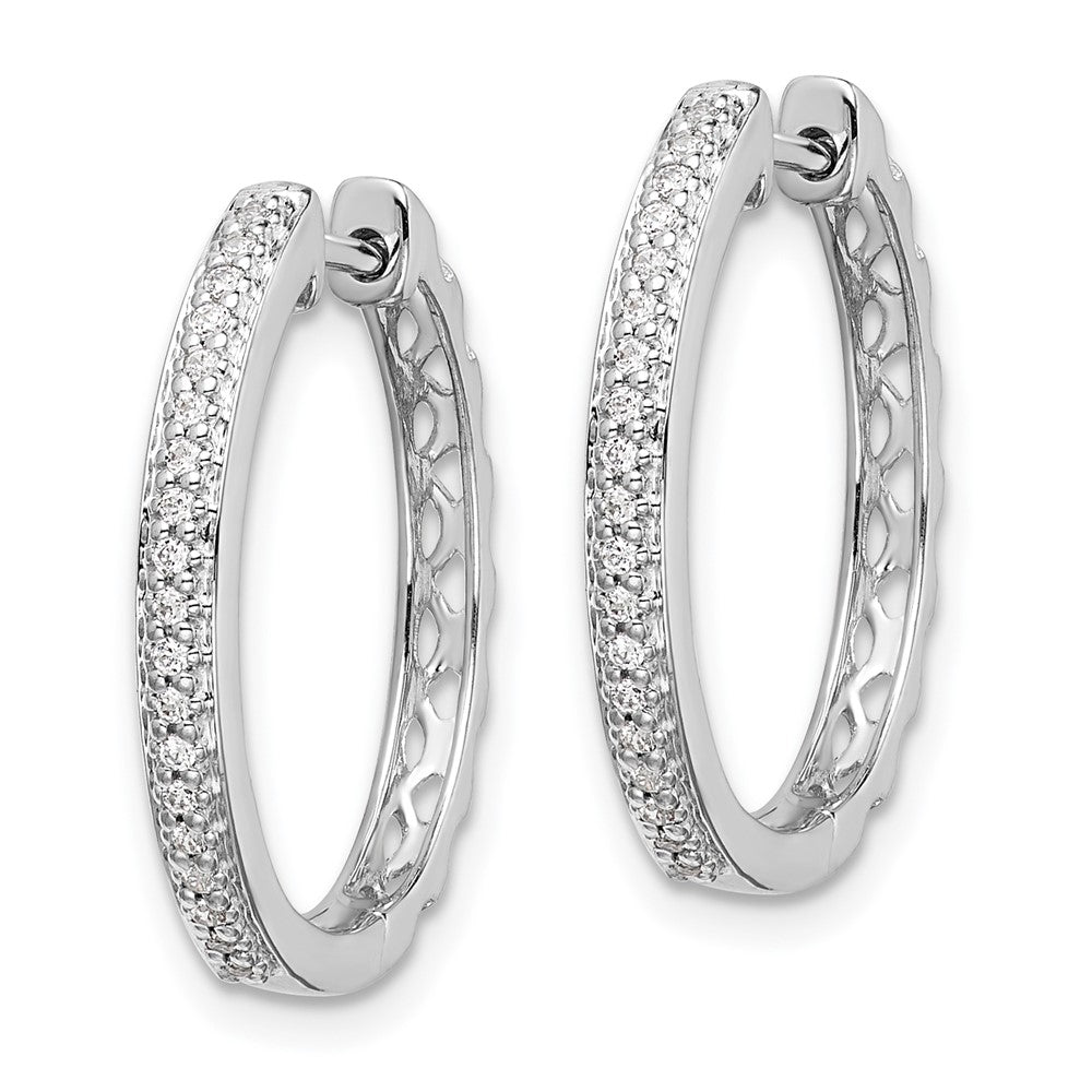 White Gold Diamond 2mm Hinged Hoop Earrings - Model EM5400-016-WA - Charlie & Co. Jewelry