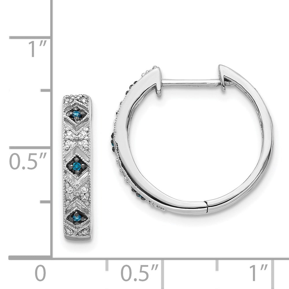 White Gold Blue/White Diamond Hinged Hoop Earrings - Model EM5404-BD-010-WA - Charlie & Co. Jewelry