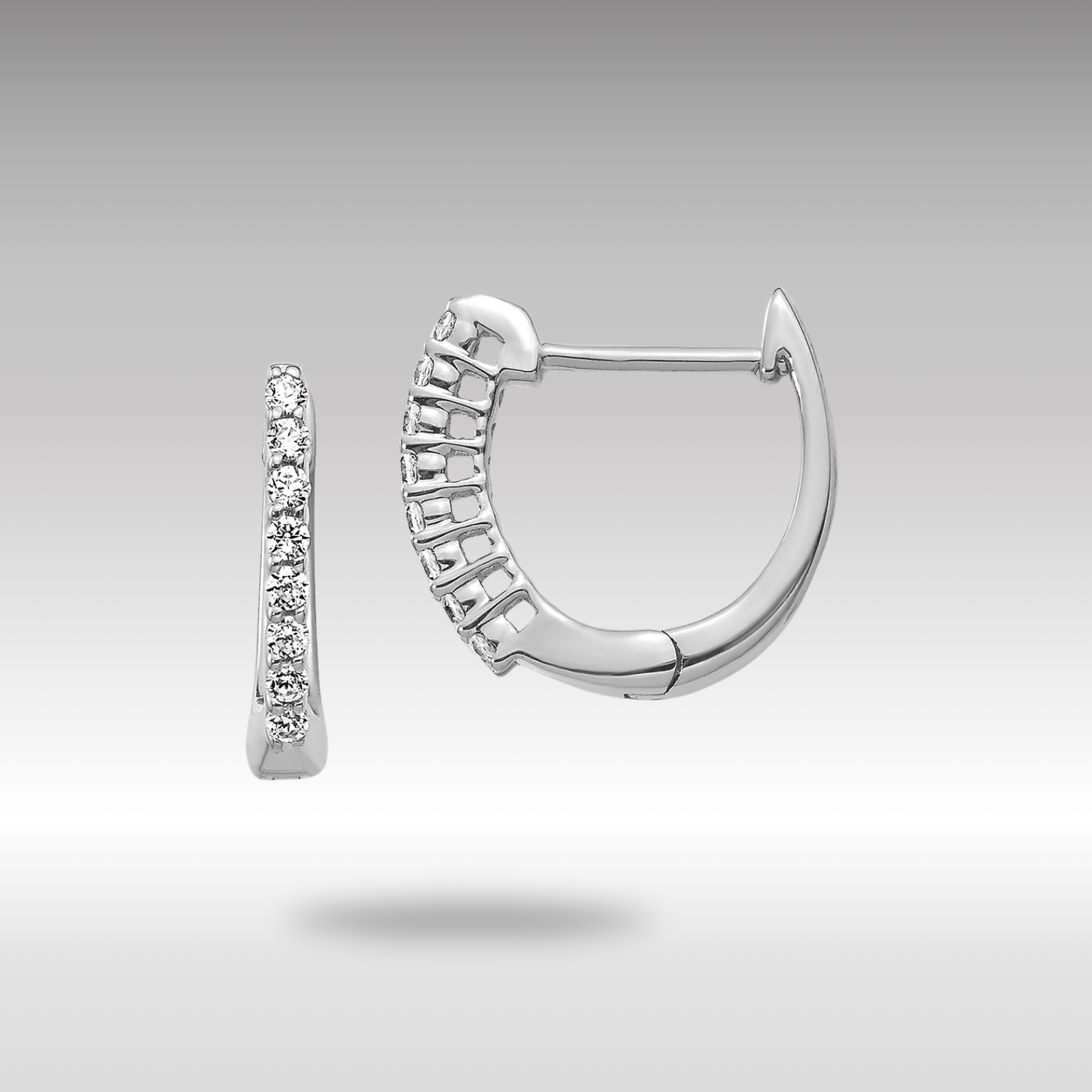 White Gold Polished Diamond Hinged Hoop Earrings - Model EM5407-016-WA - Charlie & Co. Jewelry