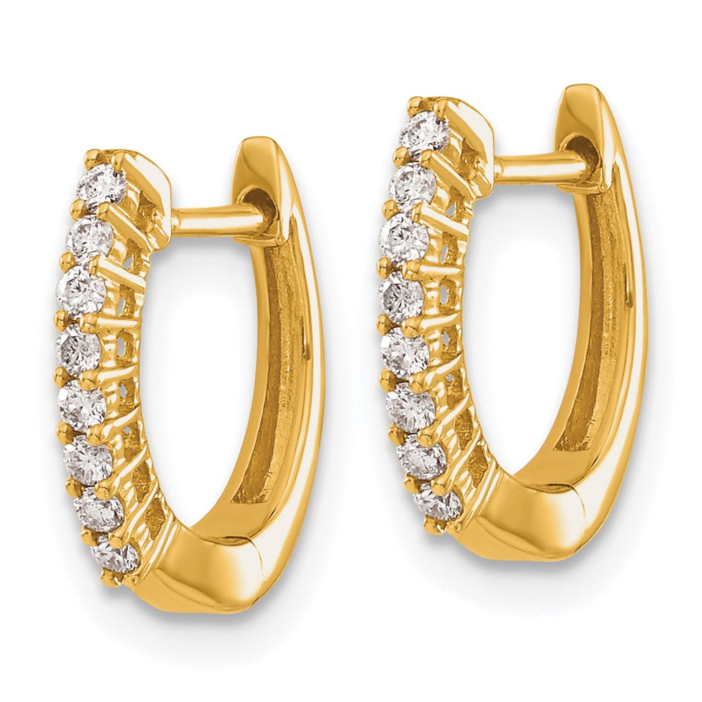 Gold Polished Diamond Hinged Hoop Earrings - Model EM5407-016-YA - Charlie & Co. Jewelry