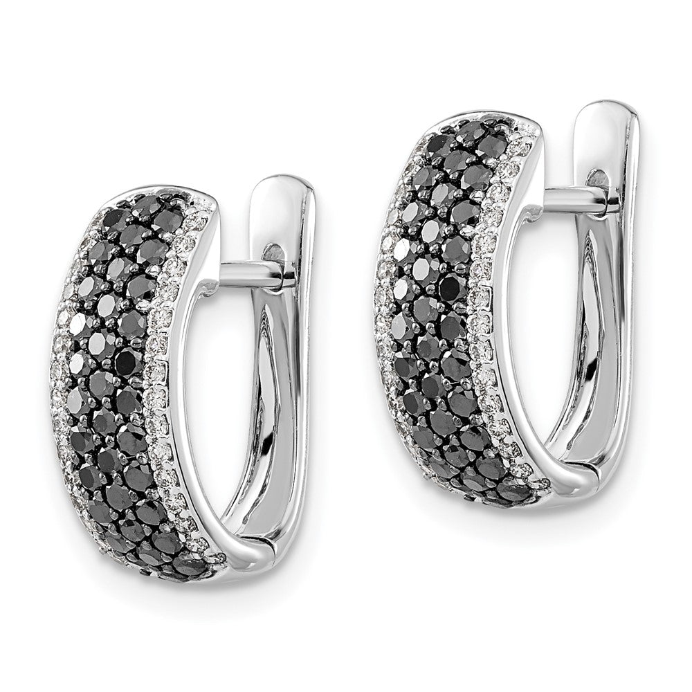 White Gold Black and White Diamond Hinged Hoop Earrings - Model EM5417-BK-100-WA - Charlie & Co. Jewelry