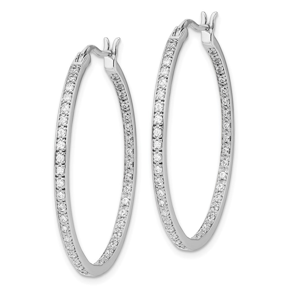 White Gold Diamond In/Out Hoop Earrings - Model EM5427-075-WA - Charlie & Co. Jewelry