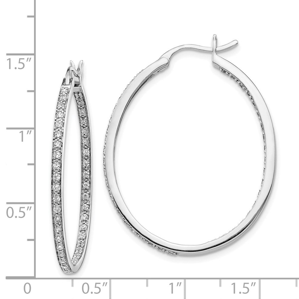 White Gold Diamond In/Out Hoop Earrings - Model EM5427-075-WA - Charlie & Co. Jewelry