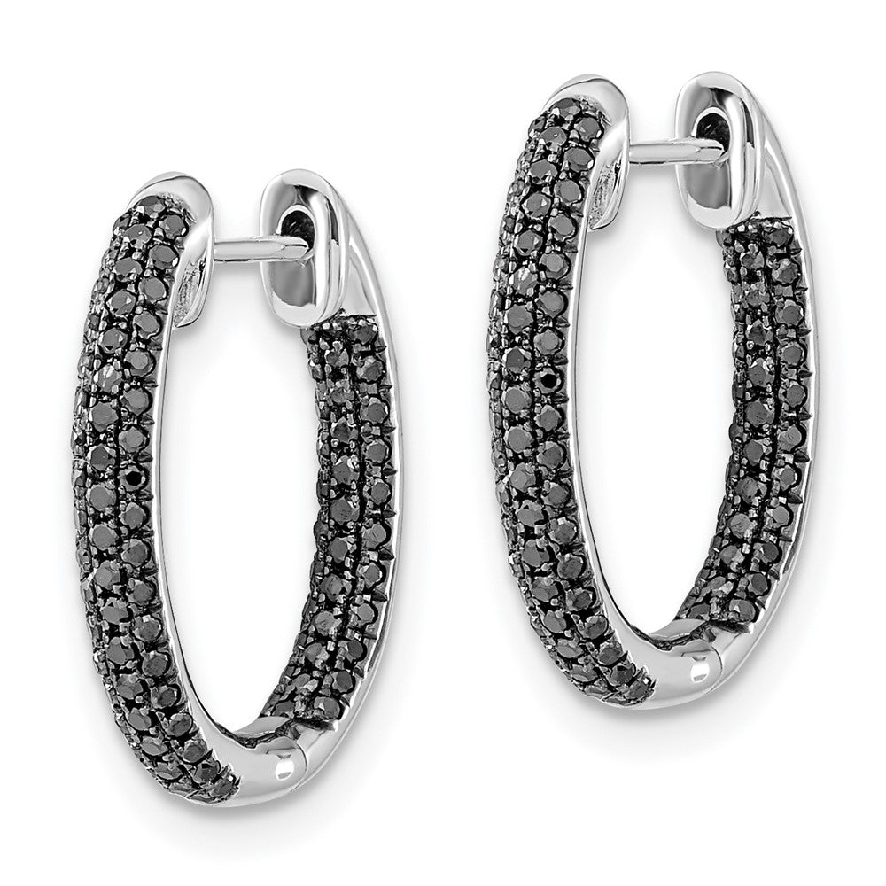 White Gold All Black Diamond In/Out Hoop Earrings - Model EM5433-BK-050-WA - Charlie & Co. Jewelry