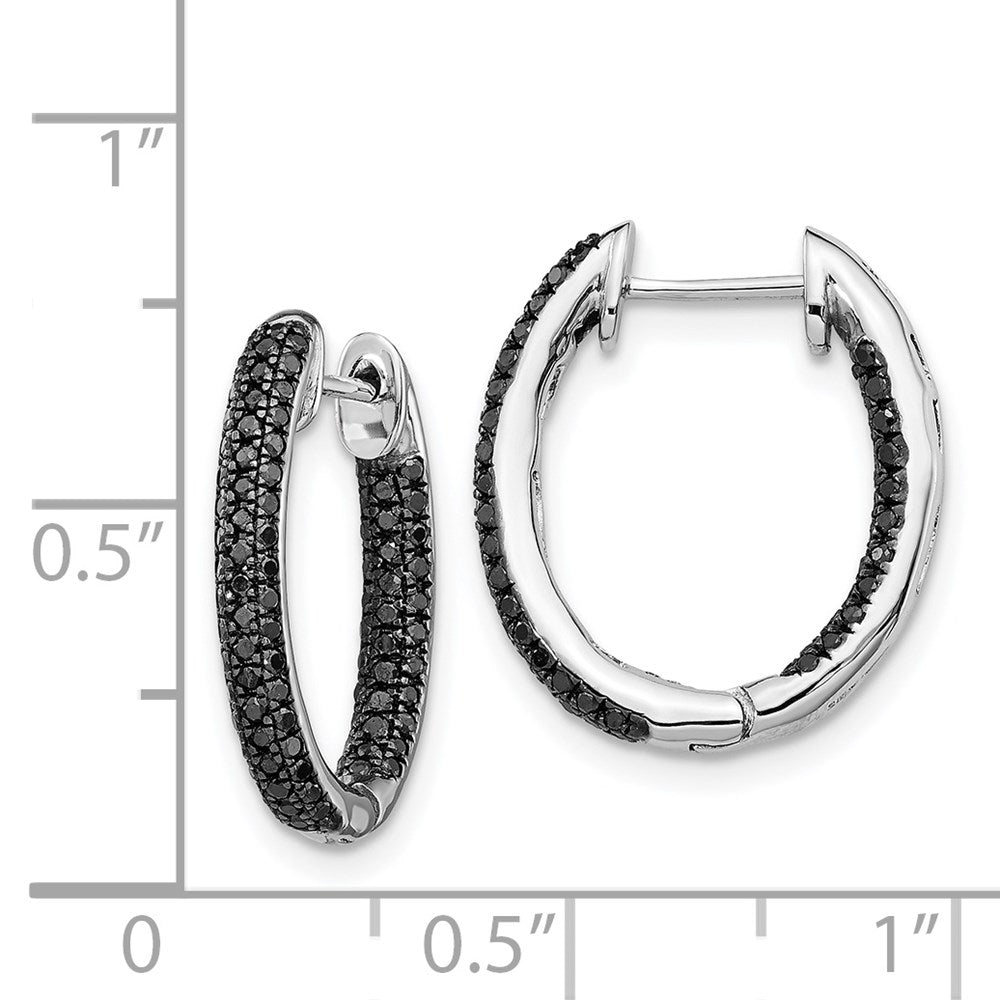 White Gold All Black Diamond In/Out Hoop Earrings - Model EM5433-BK-050-WA - Charlie & Co. Jewelry