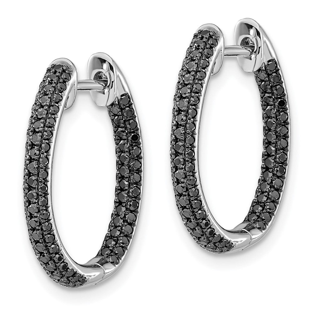 White Gold Black Diamond In/Out Hoop Earrings - Model EM5434-BK-088-WA - Charlie & Co. Jewelry