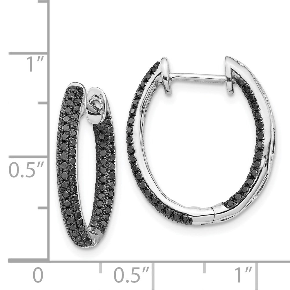 White Gold Black Diamond In/Out Hoop Earrings - Model EM5434-BK-088-WA - Charlie & Co. Jewelry